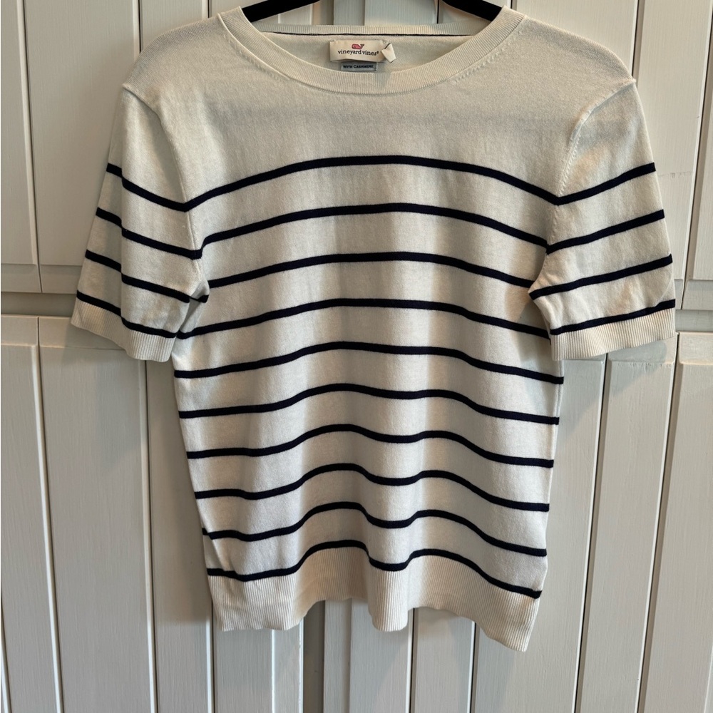 Short sleeved striped sweater, sz sm